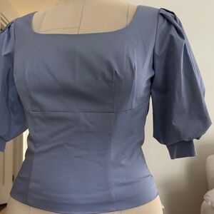 ANTONIO MELANI Soft Gray Blouse with Label Detail